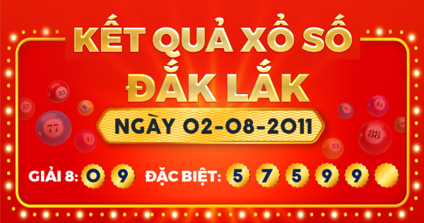 Kết quả xổ số Đắk Lắk ngày 2/8/2011