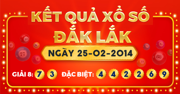 Kết quả xổ số Đắk Lắk ngày 25/2/2014