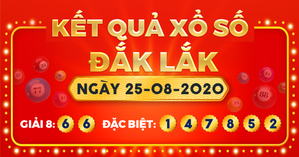Kết quả xổ số Đắk Lắk ngày 25/8/2020