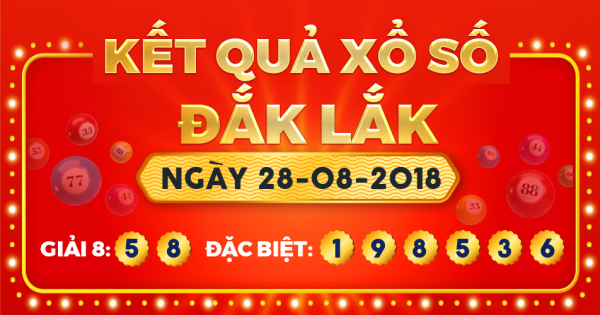 Kết quả xổ số Đắk Lắk ngày 28/8/2018