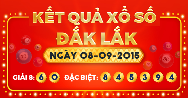 Kết quả xổ số Đắk Lắk ngày 8/9/2015